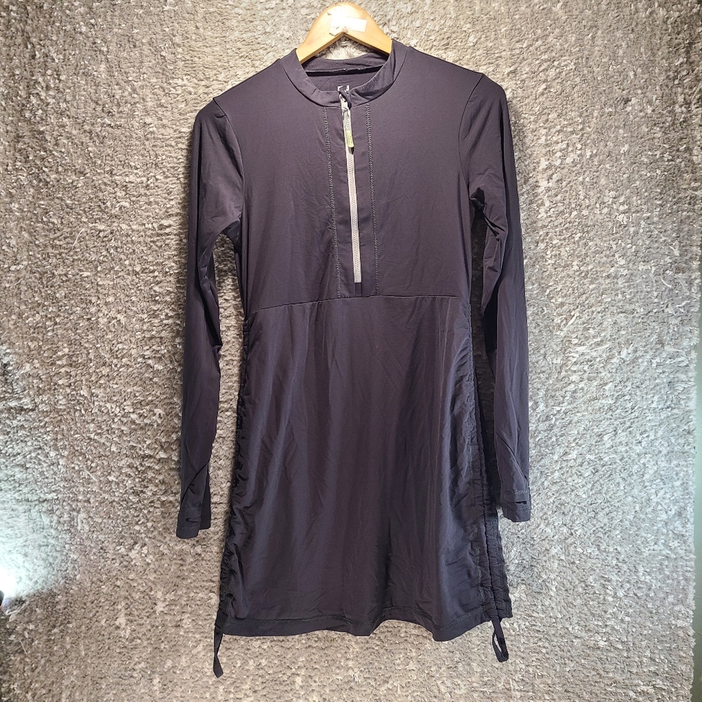 Solumbra Watershade Swim Cover Up Dress XS 1/2 Zip Ruched Nylon Gray